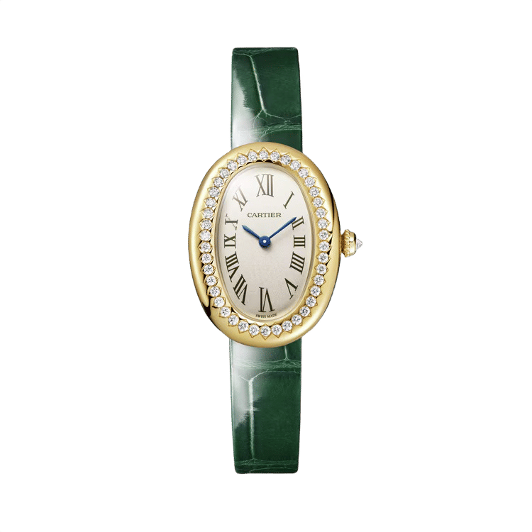 Cartier Baignoire ref. WJBA0038 silver dial yellow gold case leather bracelet 23.09mm