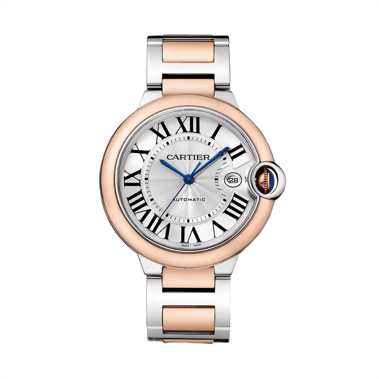 Cartier Ballon Bleu Large ref. W2BB0034 silver dial rose gold case two-tone bracelet 42mm