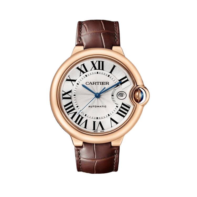 Cartier Ballon Bleu Large ref. WGBB0030 white dial rose gold case leather bracelet 42mm