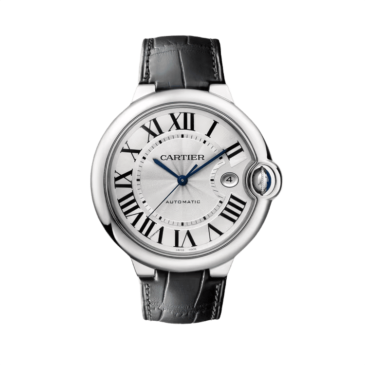 Cartier Ballon Bleu Large ref. WSBB0026 silver dial steel case leather bracelet 42mm