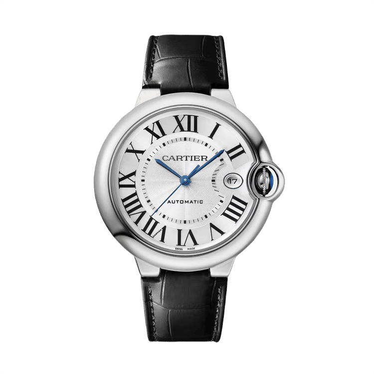 Cartier Ballon Bleu Large ref. WSBB0039 silver dial steel case leather bracelet 40mm