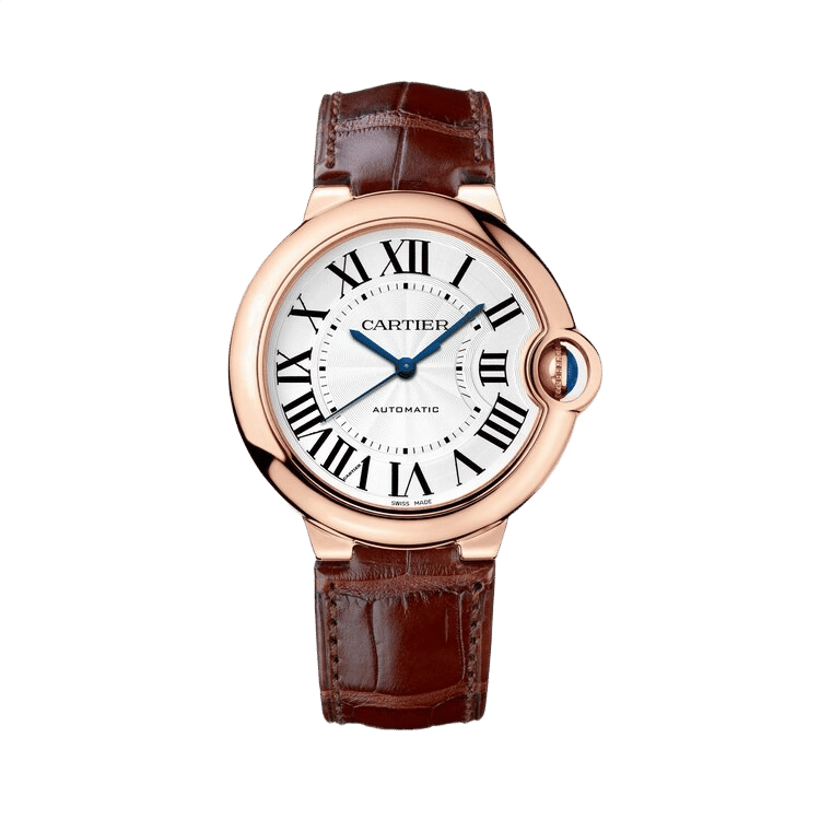 Cartier Ballon Bleu Medium ref. WGBB0009 white dial rose gold case leather bracelet 36mm