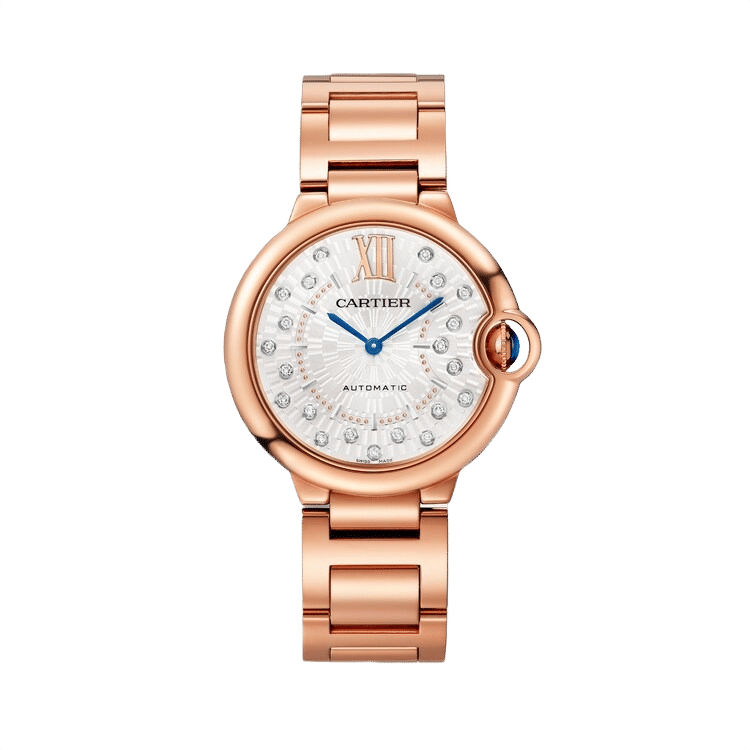 Cartier Ballon Bleu Medium ref. WGBB0055 white dial rose gold case rose gold bracelet 36mm