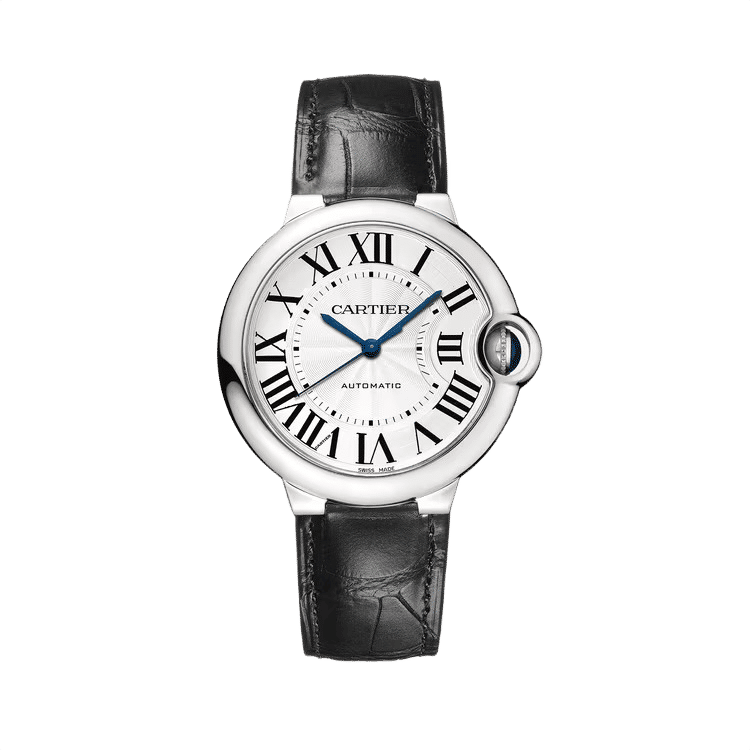 Cartier Ballon Bleu Medium ref. WSBB0028 silver dial steel case leather bracelet 36mm