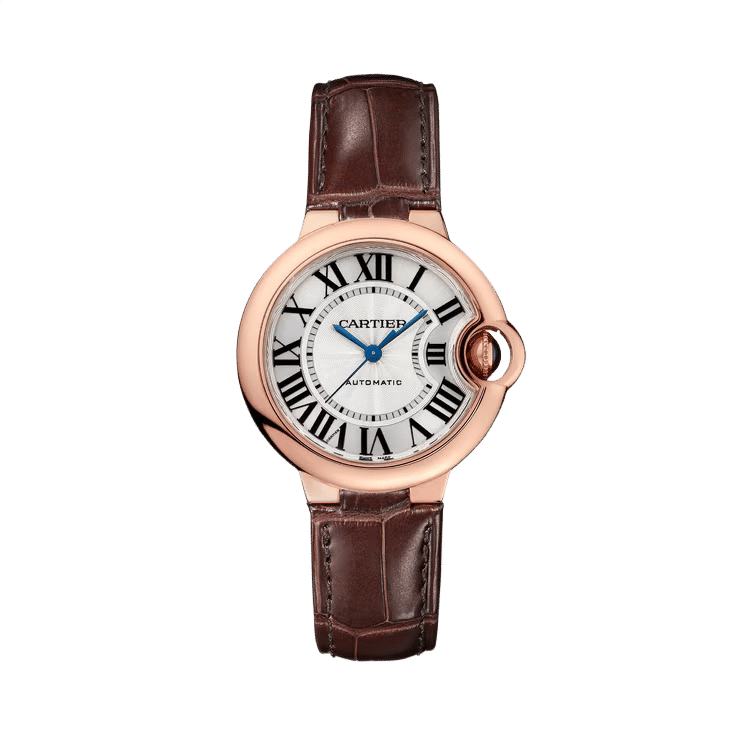 Cartier Ballon Bleu Small ref. W6920097 silver dial rose gold case leather bracelet 33mm