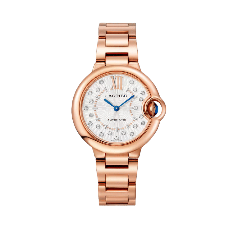 Cartier Ballon Bleu Small ref. WGBB0054 white dial rose gold case rose gold bracelet 33mm
