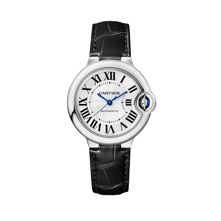 Cartier Ballon Bleu Small ref. WSBB0030 silver dial steel case leather bracelet 33mm