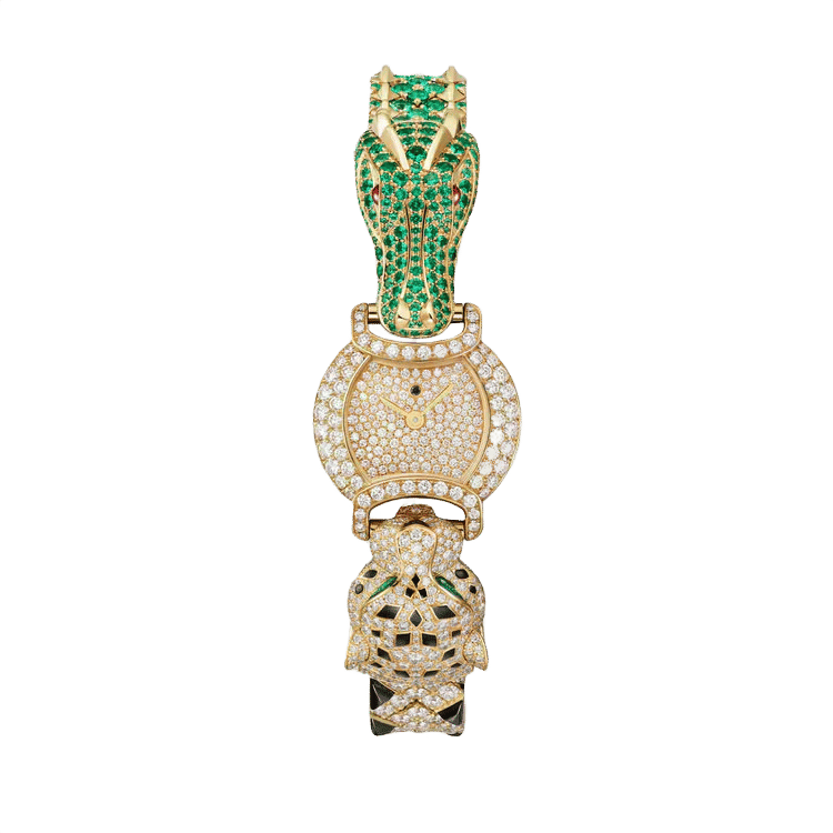 Cartier Indomptables ref. HPI01451 diamond pave dial yellow gold case yellow gold bracelet 22.2mm
