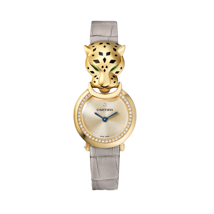 Cartier La Panthère ref. HPI01297 gold dial yellow gold case leather bracelet 23.6mm