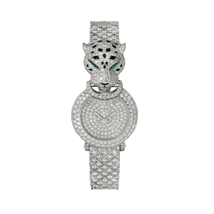 Cartier La Panthère ref. HPI01425 diamond pave dial white gold case white gold bracelet 23.6mm