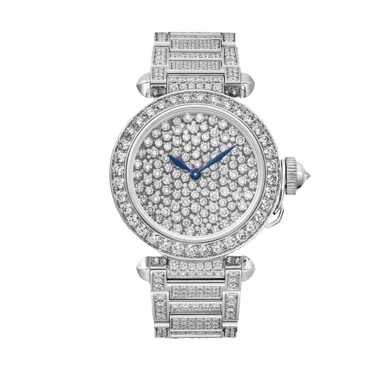 Cartier Pasha ref. HPI01392 diamond pave dial white gold case white gold bracelet 35mm