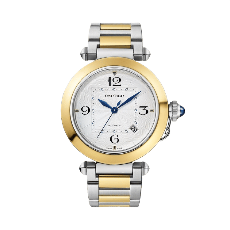 Cartier Pasha ref. W2PA0009 white dial yellow gold case two-tone bracelet 41mm