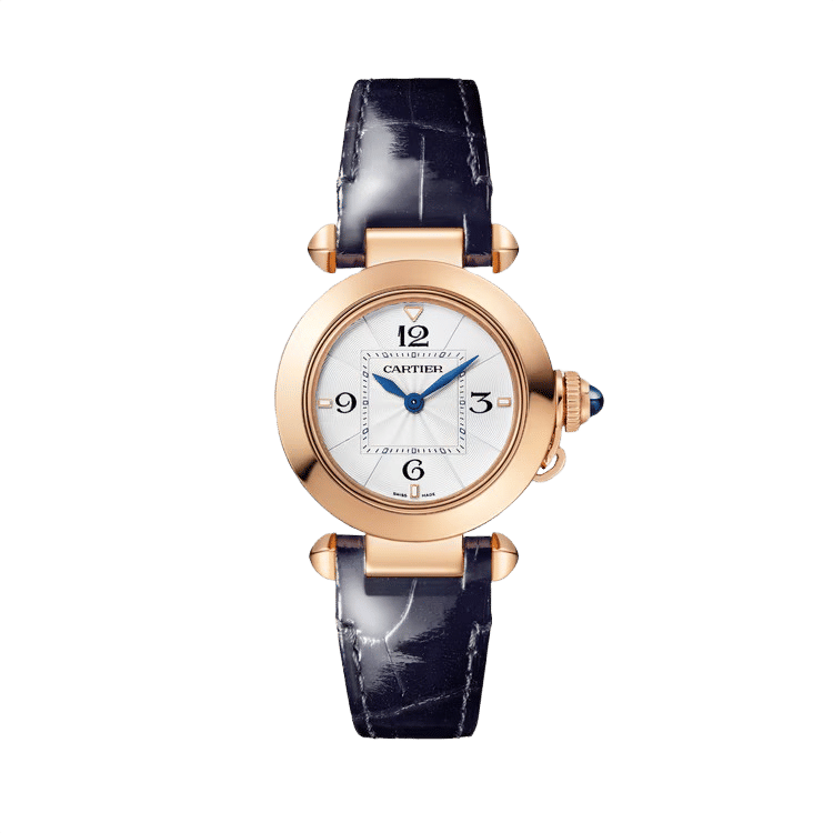 Cartier Pasha ref. WGPA0018 white dial rose gold case leather bracelet 30mm