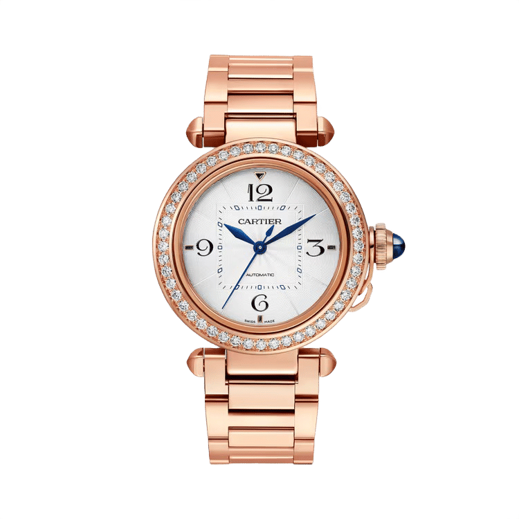 Cartier Pasha ref. WJPA0013 white dial rose gold case rose gold bracelet 35mm