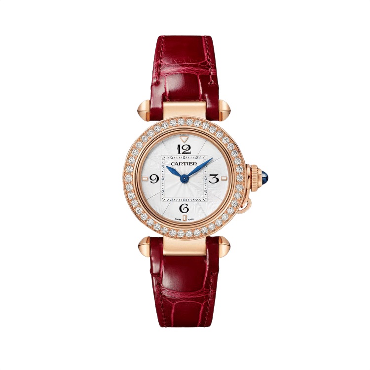Cartier Pasha ref. WJPA0017 white dial rose gold case leather bracelet 30mm
