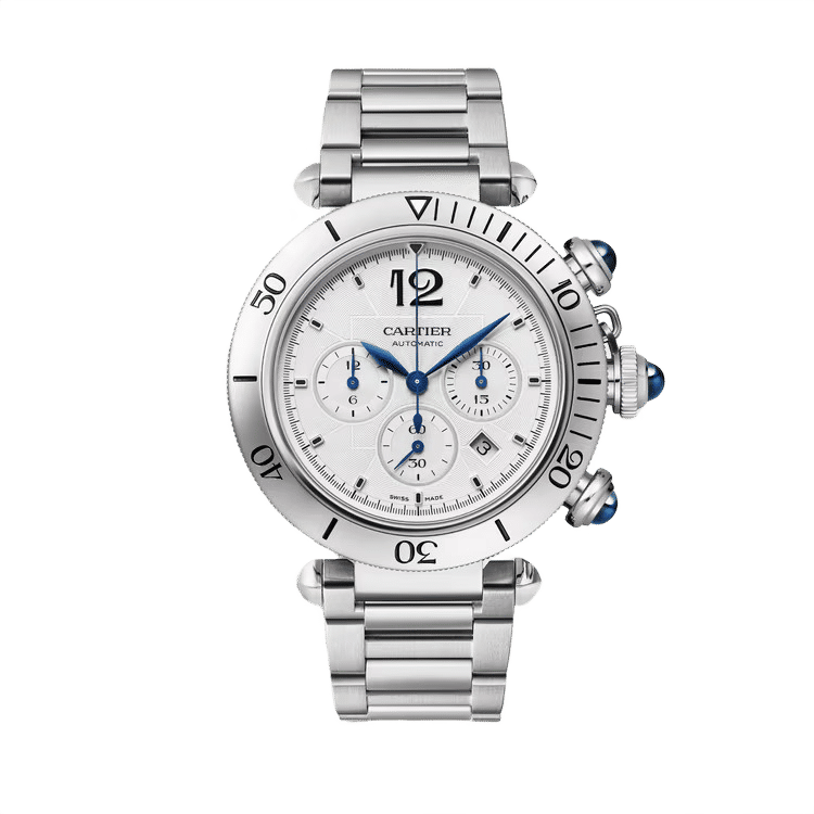 Cartier Pasha ref. WSPA0018 white dial steel case steel bracelet 41mm
