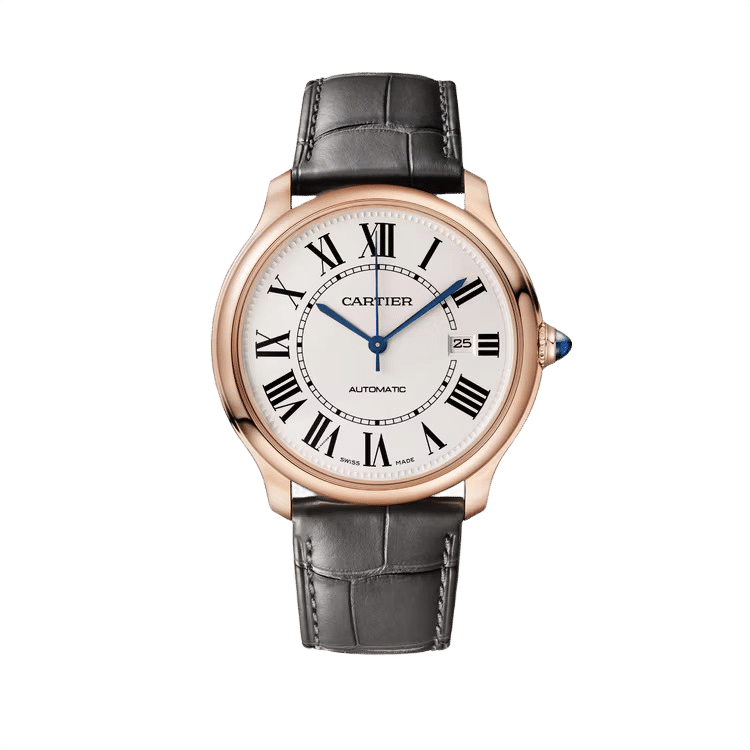 Cartier Ronde Louis ref. WGRN0011 white dial rose gold case leather bracelet 40mm