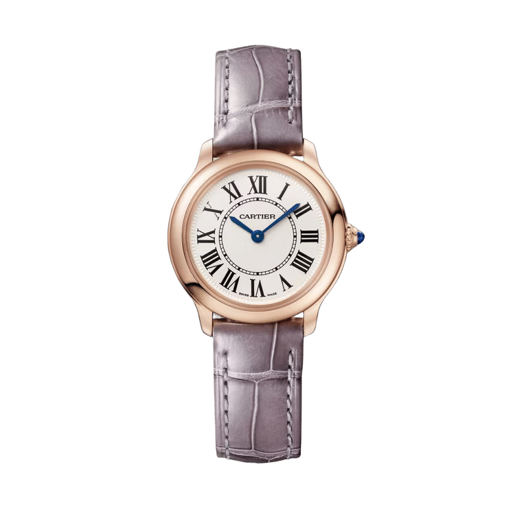 Cartier Ronde Louis ref. WGRN0013 white dial rose gold case leather bracelet 29mm