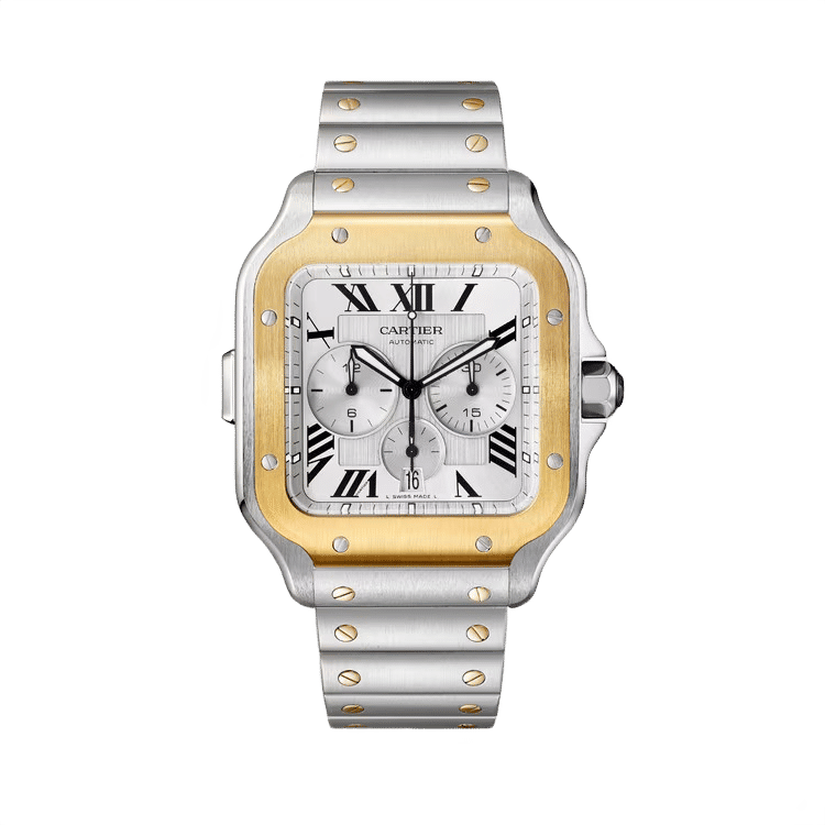 Cartier Santos Chronograph ref. W2SA0008 white dial steel case steel bracelet 44.9mm