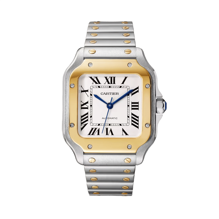 Cartier Santos De Cartier ref. W2SA0016 white dial two-tone case steel bracelet 35.1mm