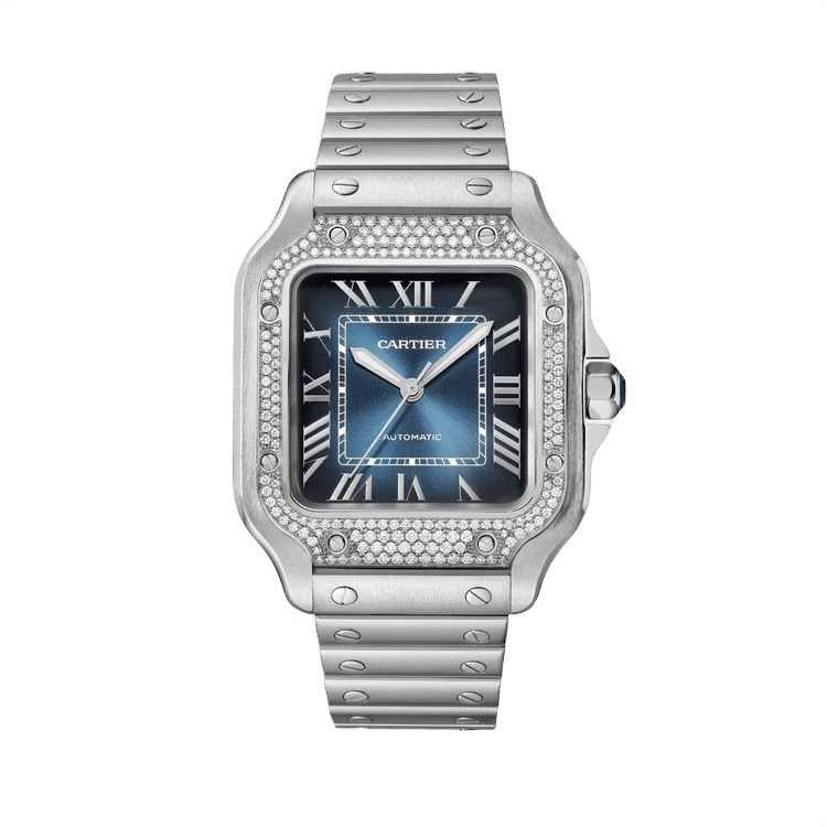 Cartier Santos De Cartier ref. W4SA0006 blue dial steel case steel bracelet 35.1mm