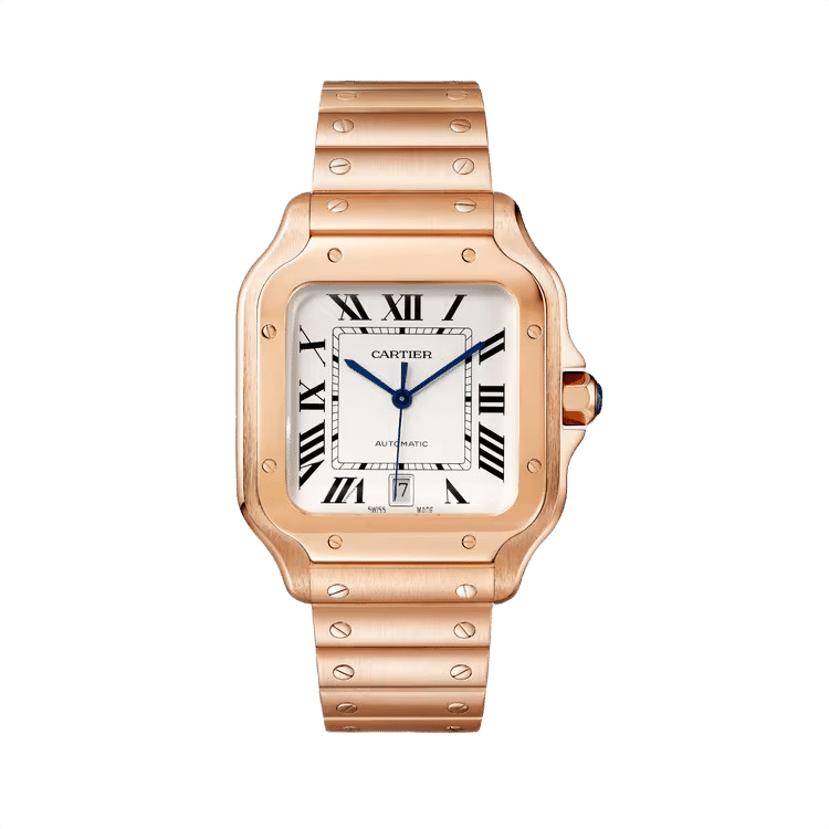 Cartier Santos De Cartier ref. WGSA0018 white dial rose gold case rose gold bracelet 39.8mm