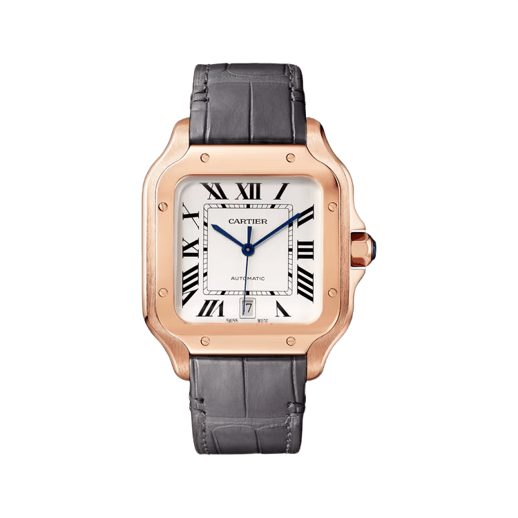 Cartier Santos De Cartier ref. WGSA0019 white dial rose gold case leather bracelet 39.8mm
