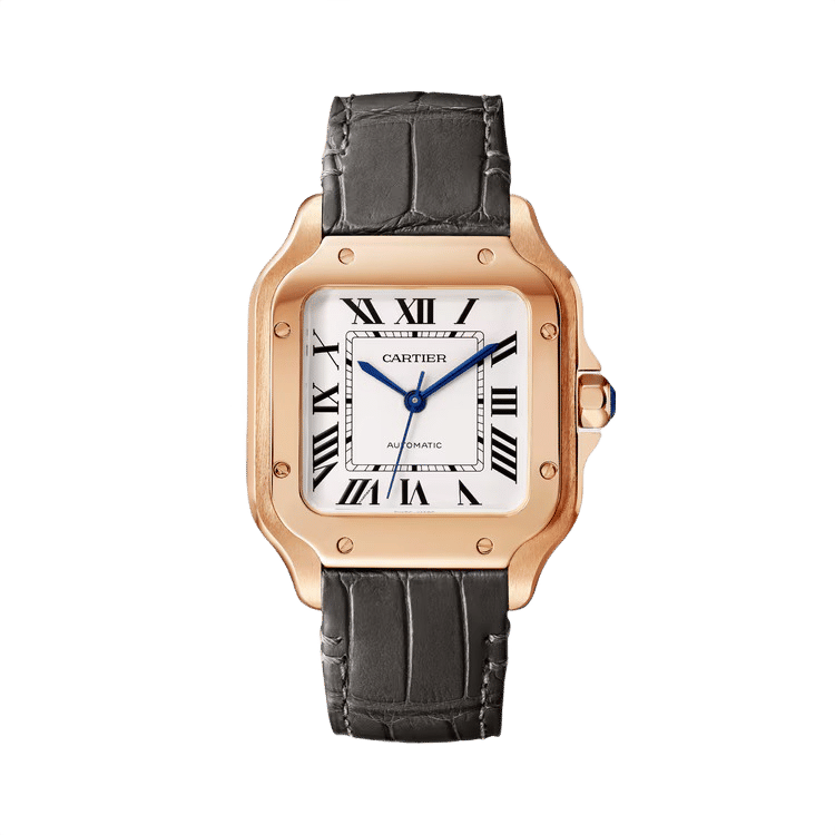 Cartier Santos De Cartier ref. WGSA0028 white dial rose gold case leather bracelet 35.1mm