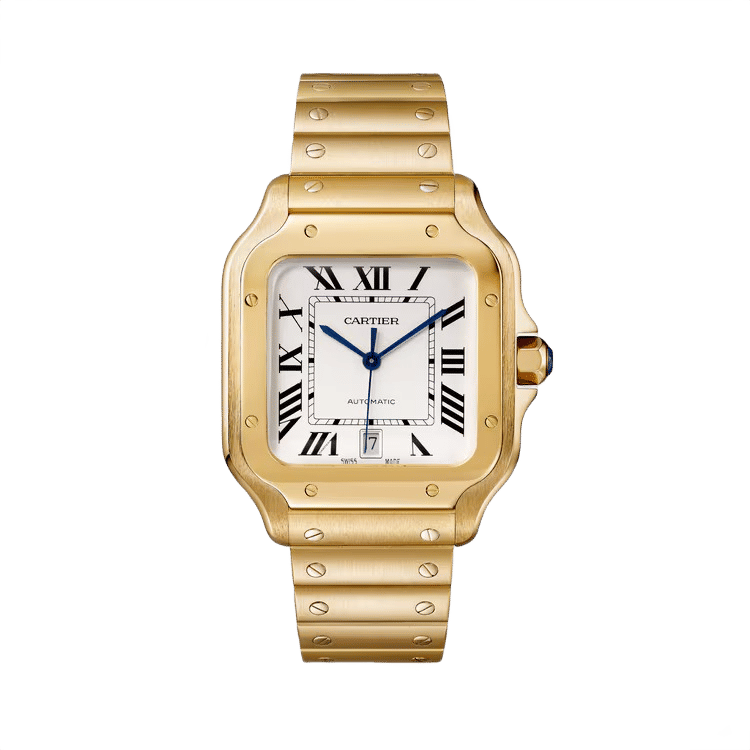Cartier Santos De Cartier ref. WGSA0029 white dial yellow gold case yellow gold bracelet 39.8mm