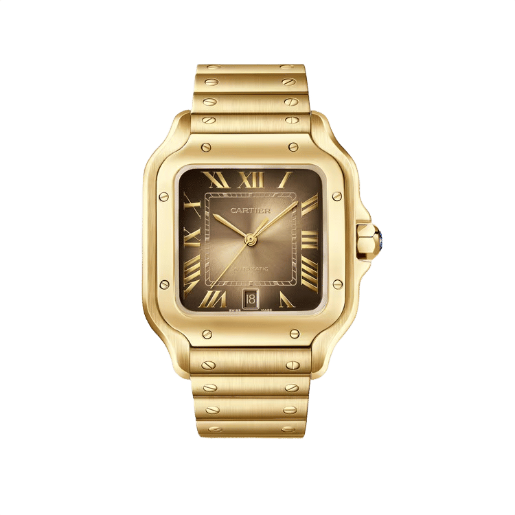 Cartier Santos De Cartier ref. WGSA0095 chocolate dial yellow gold case yellow gold bracelet 39.8mm