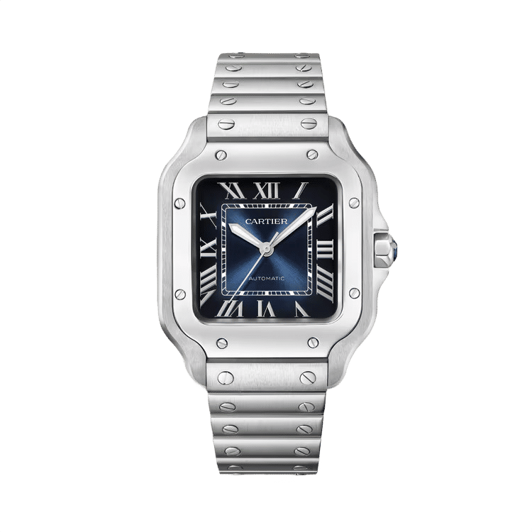 Cartier Santos De Cartier ref. WSSA0063 blue dial steel case steel bracelet 35.1mm