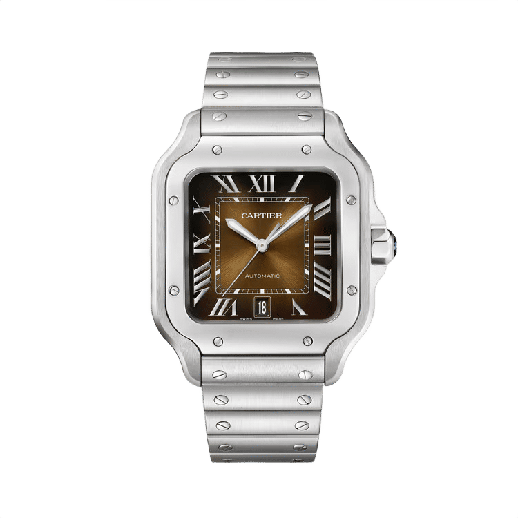 Cartier Santos De Cartier ref. WSSA0064 chocolate dial steel case steel bracelet 39.8mm
