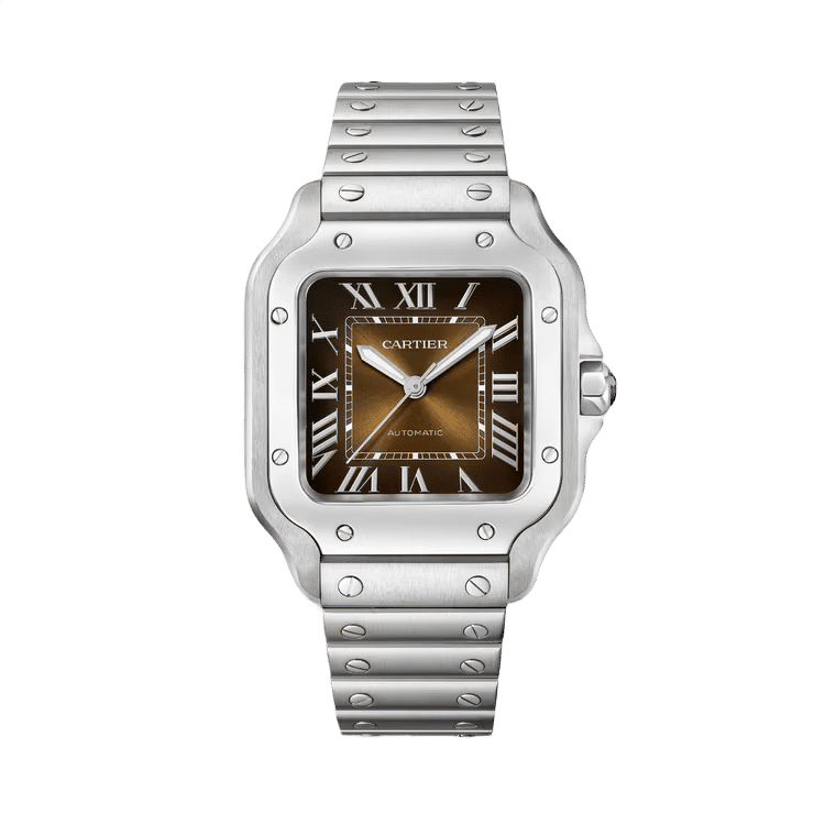 Cartier Santos De Cartier ref. WSSA0065 chocolate dial steel case steel bracelet 35.1mm
