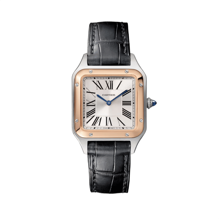 Cartier Santos Dumont ref. W2SA0012 silver dial steel case leather bracelet 27.5mm