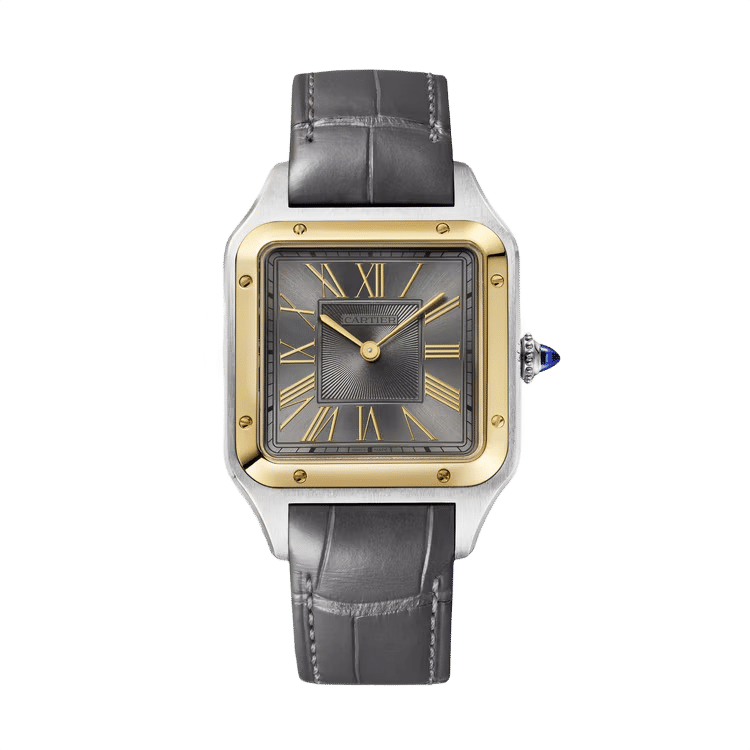 Cartier Santos Dumont ref. W2SA0028 black smoke dial steel case leather bracelet 31.4mm