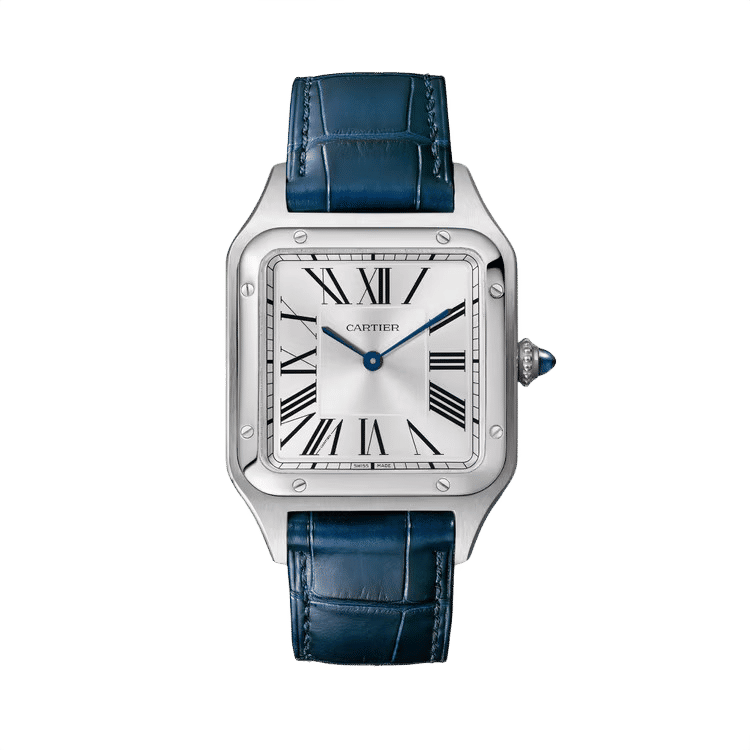 Cartier Santos Dumont ref. WSSA0022 white dial steel case leather bracelet 31.4mm