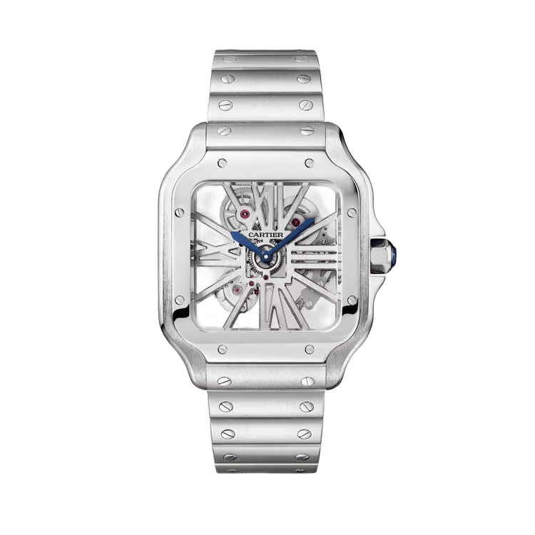 Cartier Santos Skeleton ref. WHSA0014 skeleton dial steel case steel bracelet 39.8mm