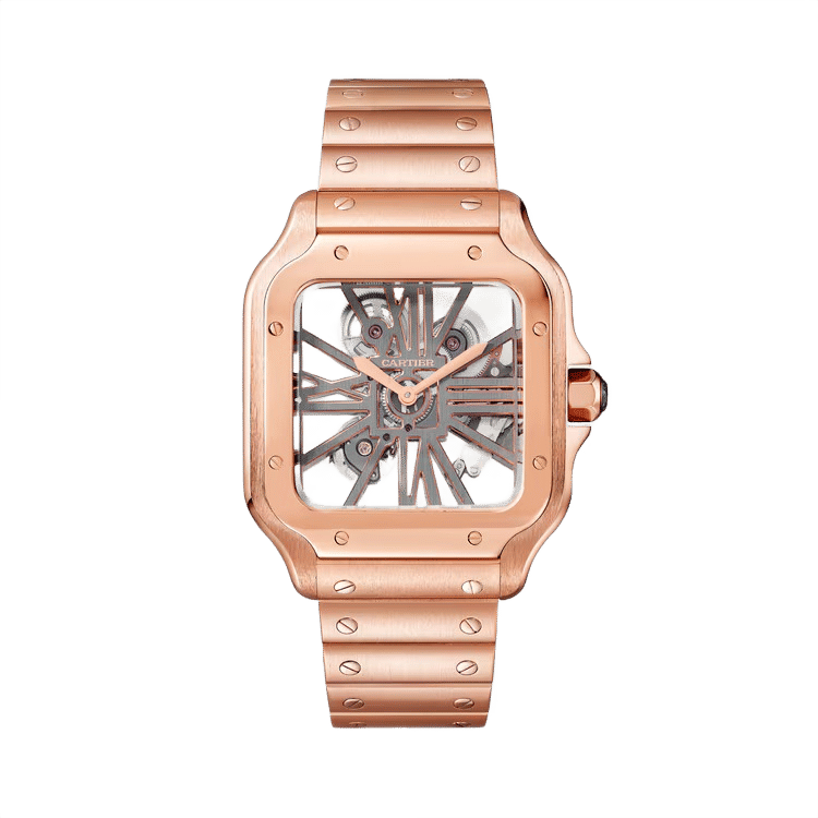 Cartier Santos Skeleton ref. WHSA0016 skeleton dial rose gold case rose gold bracelet 39.7mm