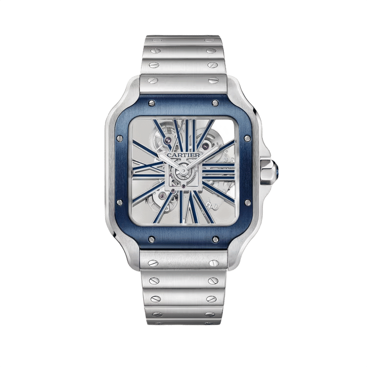 Cartier Santos Skeleton ref. WHSA0026 skeleton dial steel case steel bracelet 39.8mm