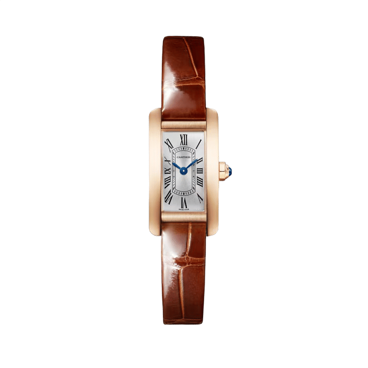 Cartier Tank Américaine ref. WGTA0132 silver dial rose gold case leather bracelet 15.2mm