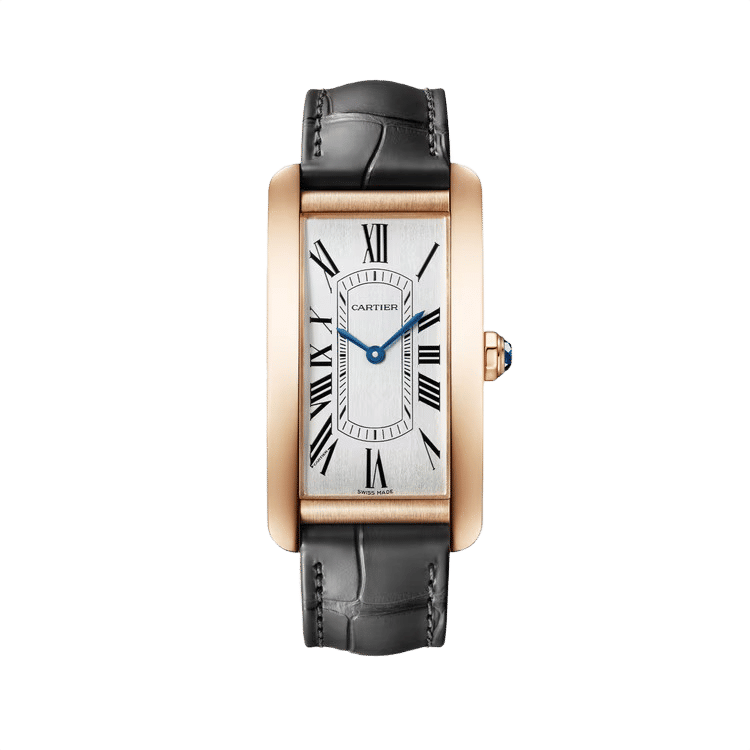Cartier Tank Américaine ref. WGTA0134 silver dial rose gold case leather bracelet 24.4mm