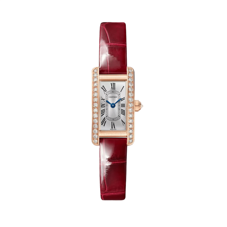Cartier Tank Américaine ref. WJTA0041 silver dial rose gold case leather bracelet 15.2mm