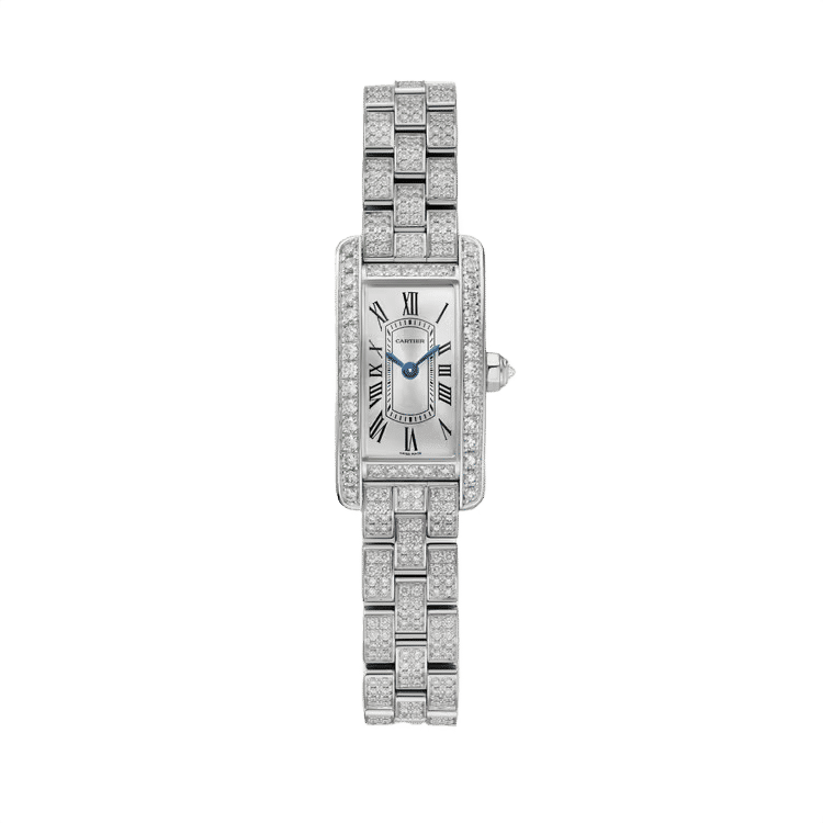 Cartier Tank Américaine ref. WJTA0045 silver dial white gold case white gold bracelet 15.2mm