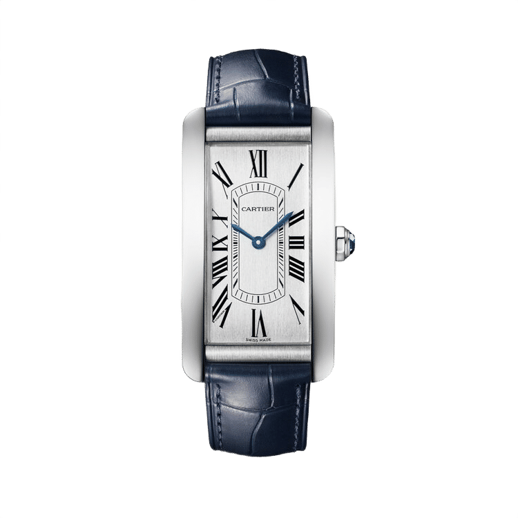Cartier Tank Américaine ref. WSTA0083 silver dial steel case leather bracelet 24.4mm