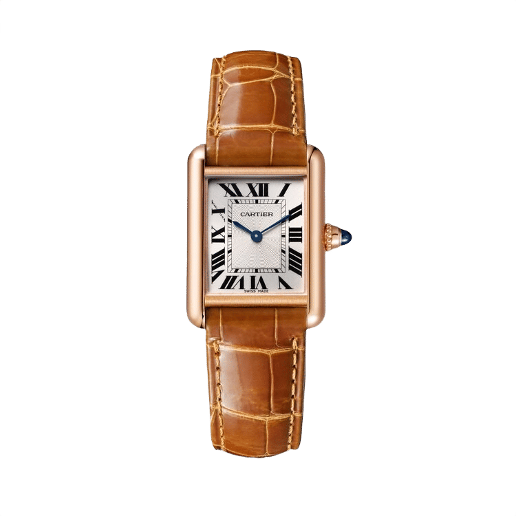Cartier Tank Louis ref. WGTA0010 silver dial rose gold case leather bracelet 22mm