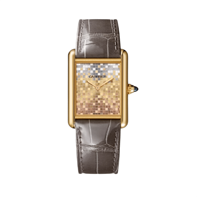 Cartier Tank Louis ref. WGTA0175 mosaic dial yellow gold case leather bracelet 25.5mm