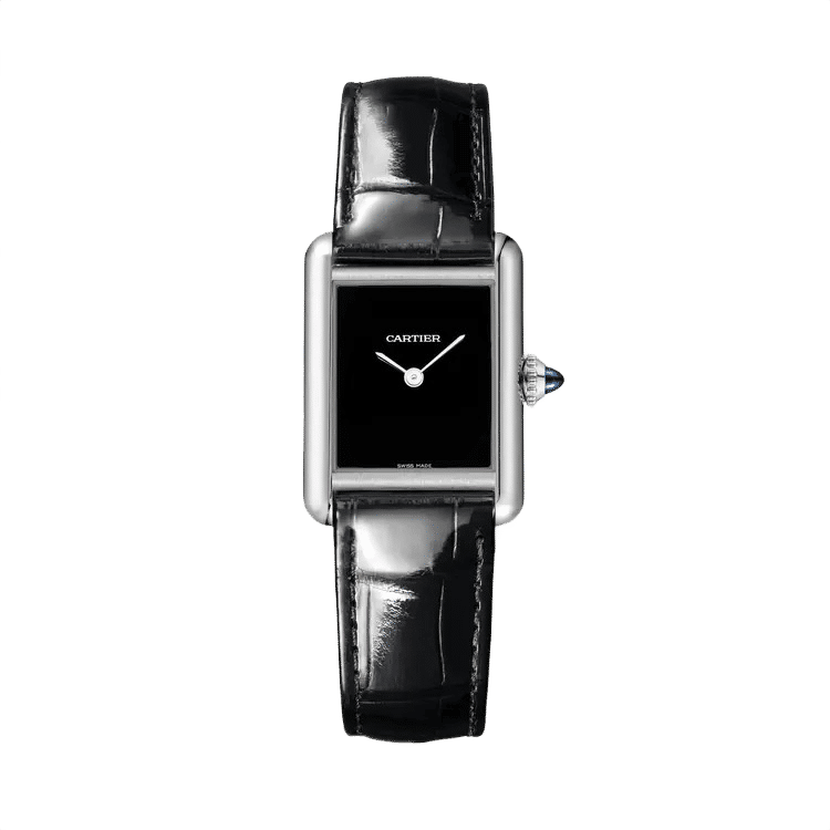 Cartier Tank Must ref. WSTA0071 black dial steel case leather bracelet 22mm