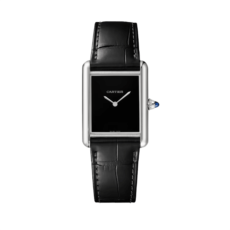 Cartier Tank Must ref. WSTA0072 black dial steel case leather bracelet 25.5mm